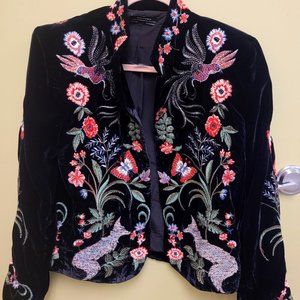 Zara Velvet Embroidered Blazer US size Medium
